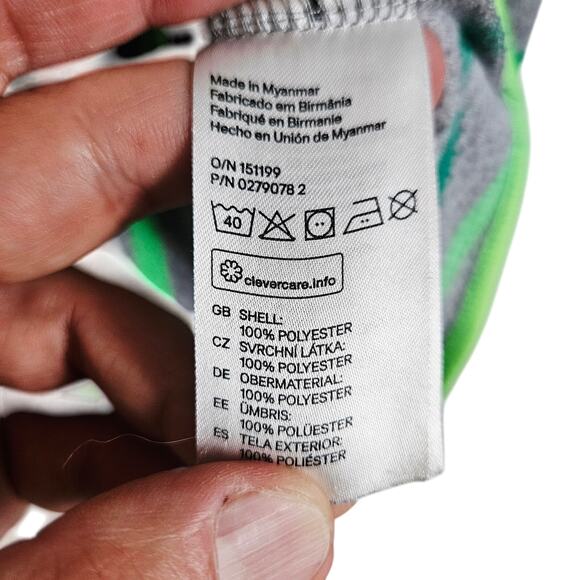 H&M Sport Kids 2-4Y Full Zip Fleece Jacket Gray Green Stripe Cozy Comfy Fall - Picture 6 of 6